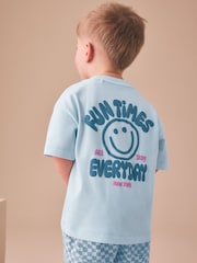 Blue Checkerboard Short Sleeve T-Shirt & Shorts Set (3mths-7yrs) - Image 5 of 10