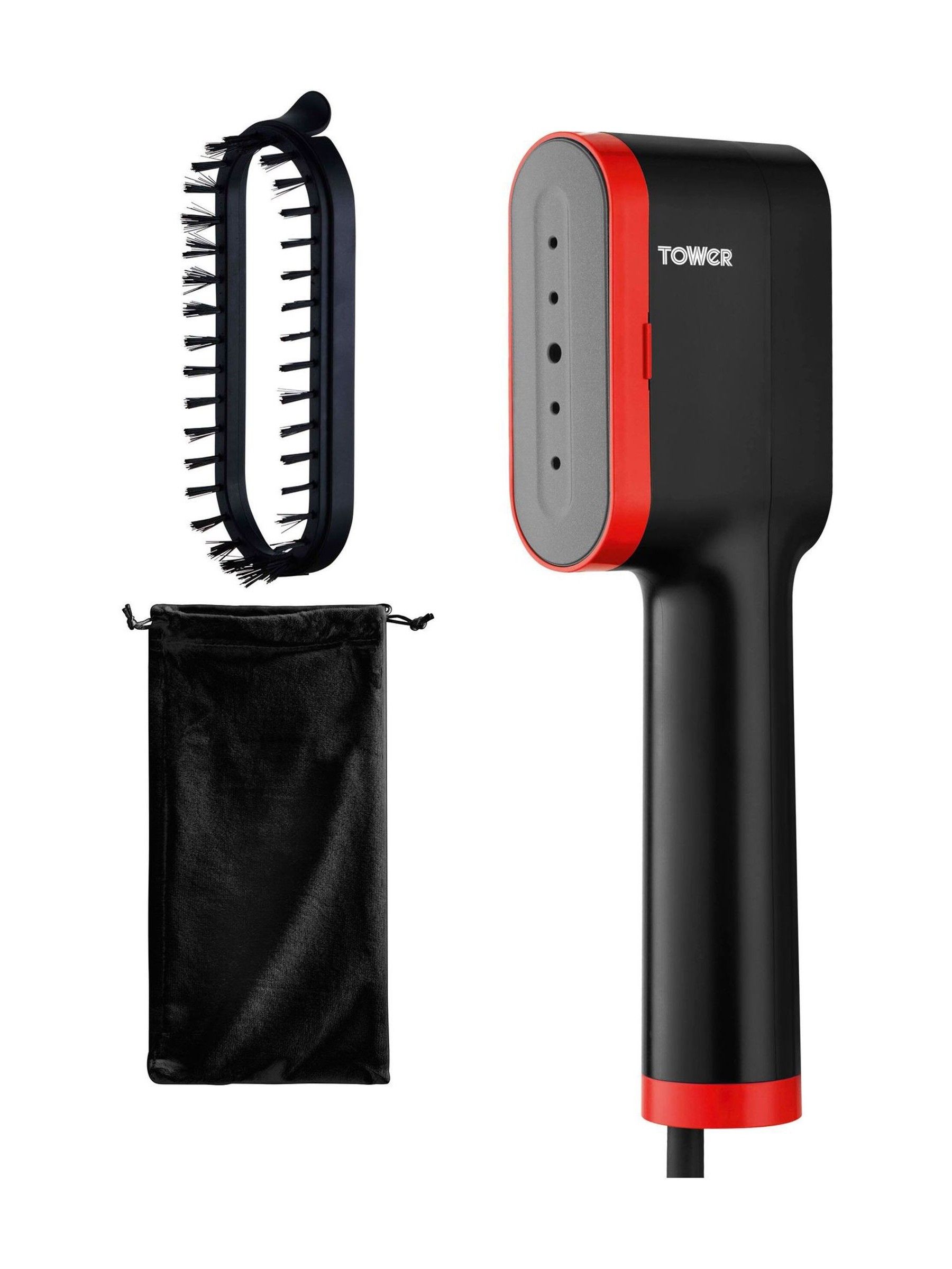 Tower Black/Red Ceraglide Handheld Garment Steamer With Ceramic Soleplate, 1400W - And T22038 - Image 9