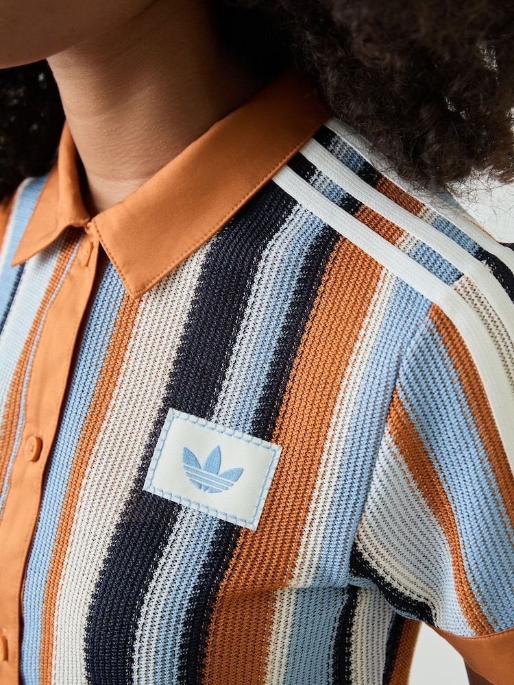 adidas originals Orange adidas Originals Stripe Crochet Crop Polo - Image 4 of 4 adidas originals Orange adidas Originals Stripe Crochet Crop Polo - Image 4 of 4
