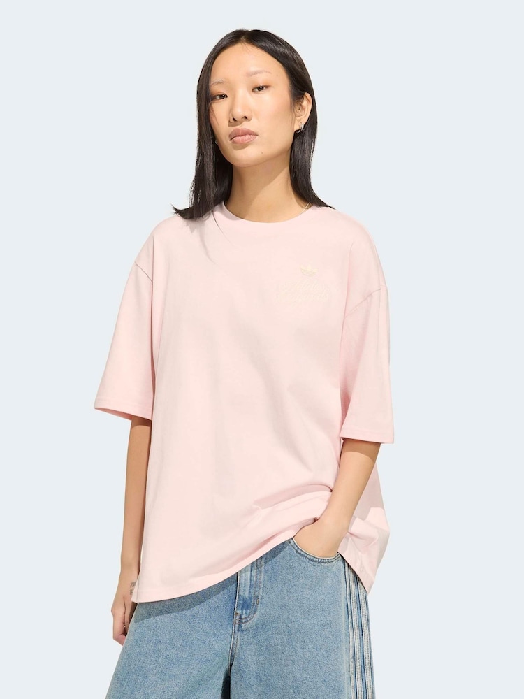 淺粉紅 - adidas originals Overszie Graphic T-Shirt - 圖片 2/6