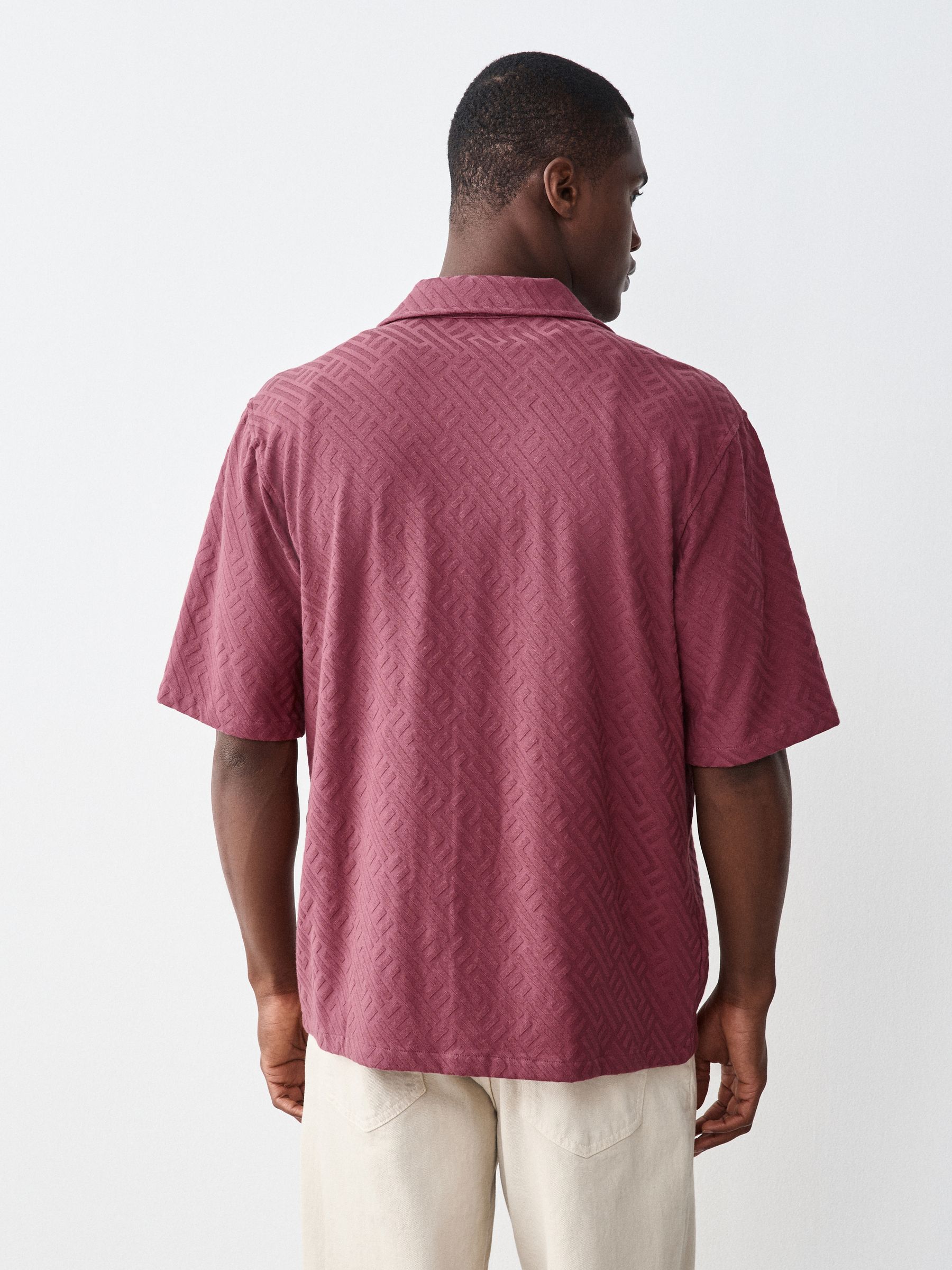 Buy Berry Pink N. Premium Jersey Textured Short Sleeve Shirt from
