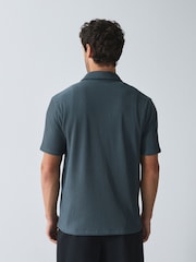 Bleu - Chemise à manches courtes en jersey texturé - Image 4 sur 7