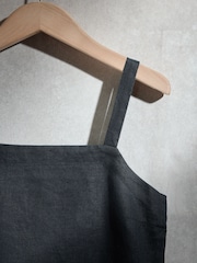 Navy Blue N. Premium 100% Linen Peplum Top - Image 5 of 6