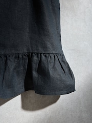 Navy Blue N. Premium 100% Linen Peplum Top - Image 6 of 6