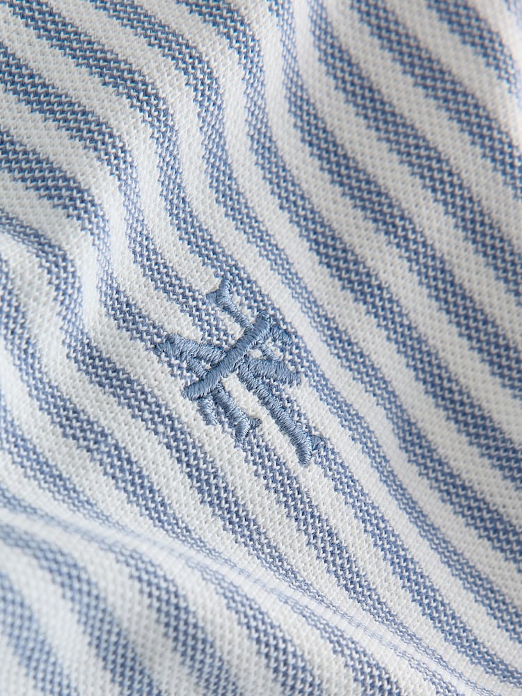 藍色條紋 - Regular Fit Pique Long Sleeve Shirt - 圖片 8，共 8
