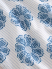 Blue Flower Textured Embroidered Short Sleeve Shirt - Image 3 of 3