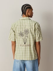 Green Check Embroidered Short Sleeve Shirt - Image 2 of 5