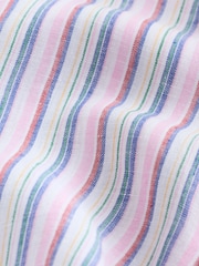 Pink Stripe Short Sleeve Signature 100% Linen Shirt - Image 8 of 8