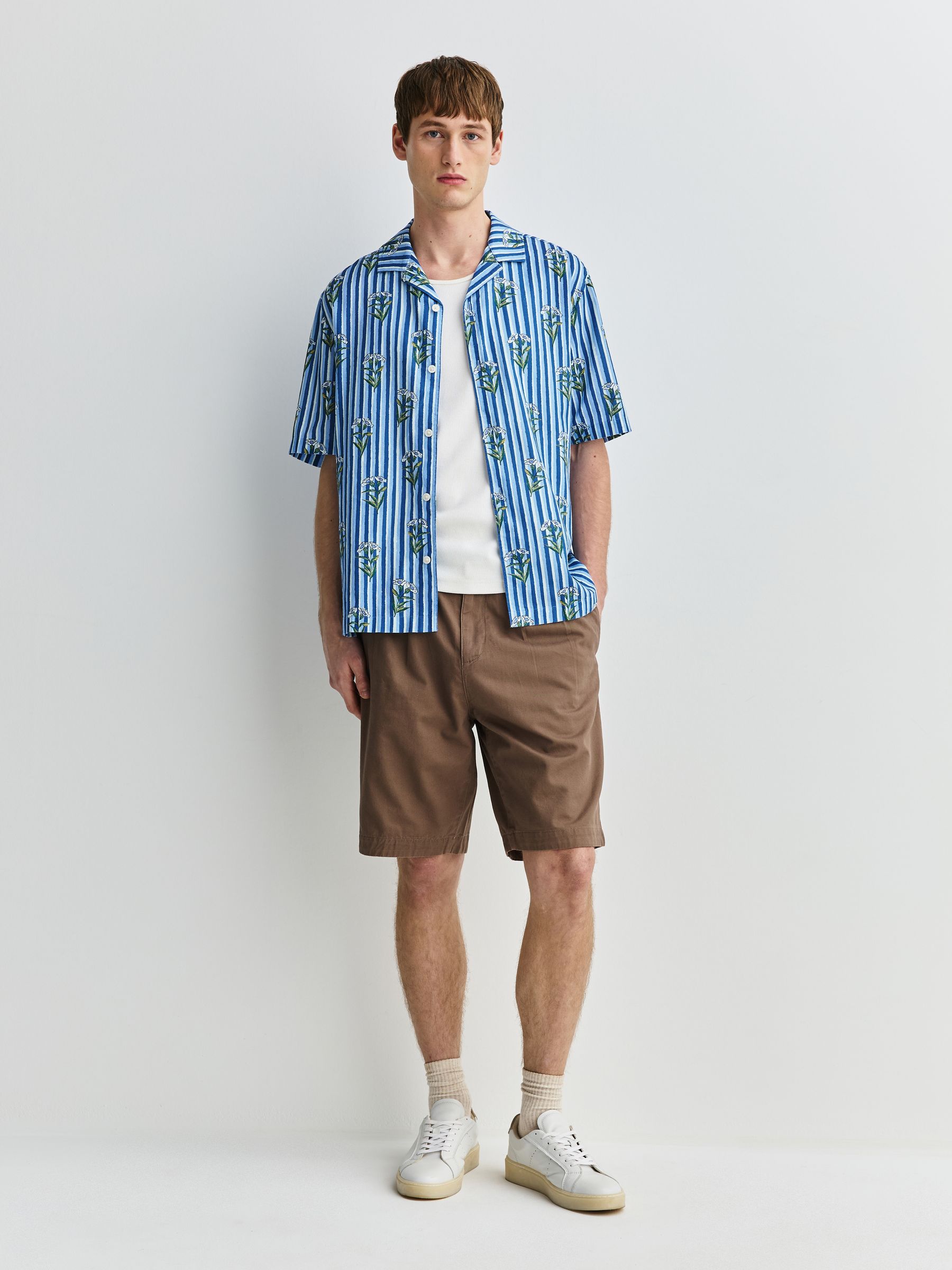 Buy Navy Floral Stripe Print Short Sleeve Shirt from Next USA
