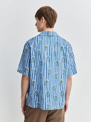 Navy Floral Stripe - Camisa de mangas cortas con estampado - Imagen 3 de 7