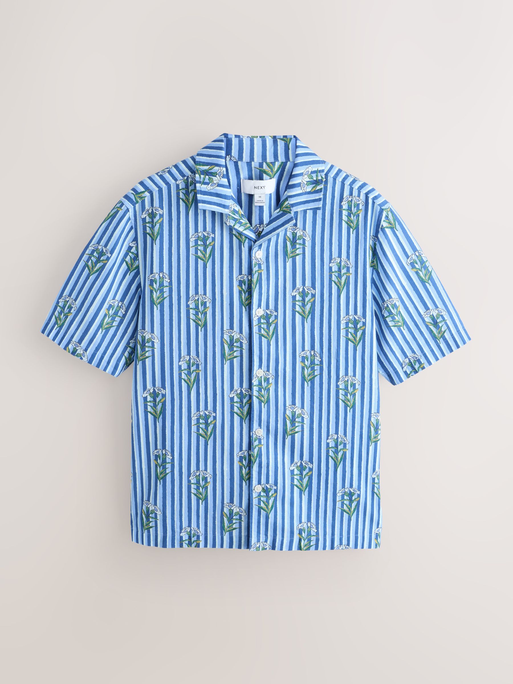 Buy Navy Floral Stripe Print Short Sleeve Shirt from Next USA
