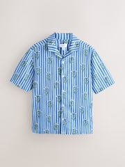 Navy Floral Stripe - Camisa de mangas cortas con estampado - Imagen 5 de 7