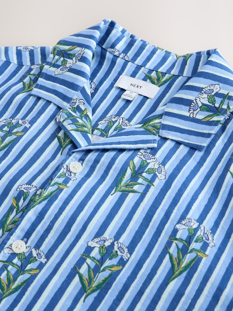 Navy Floral Stripe - Camisa de mangas cortas con estampado - Imagen 7 de 7