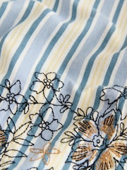 Blue/Yellow Floral Stripe Embroidered Short Sleeve Shirt - Image 8 of 9