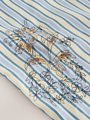 Blue/Yellow Floral Stripe Embroidered Short Sleeve Shirt - Image 9 of 9