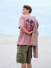 Pink Textured Check Short Sleeve Shirt - Image 6 of 8
