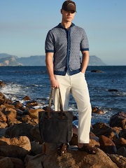 Navy Blue Waxed Canvas Utility Tote Bag - Image 3 of 8