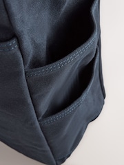 Navy Blue Waxed Canvas Utility Tote Bag - Image 6 of 8