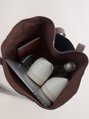 Navy Blue Waxed Canvas Utility Tote Bag - Image 7 of 8