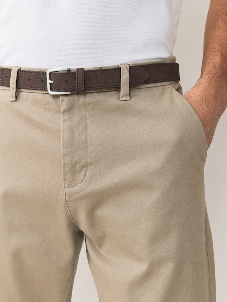 Brown Signature Nubuck Leather Belt Made In Italy - Image 1 of 4