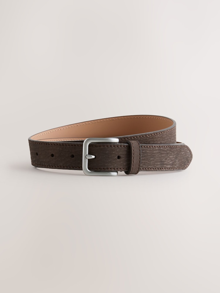 Brown Signature Nubuck Leather Belt Made In Italy - Image 2 of 4