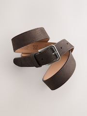 Brown Signature Nubuck Leather Belt Made In Italy - Image 3 of 4