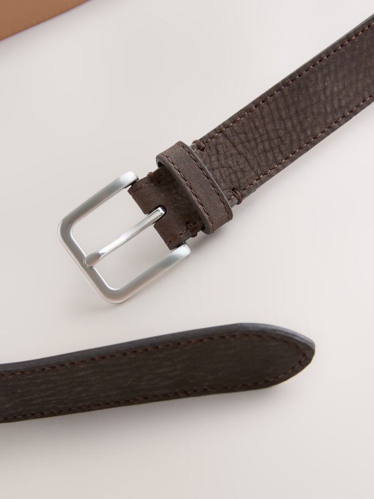 Brown Signature Nubuck Leather Belt Made In Italy - Image 4 of 4
