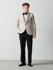 Off White Slim Fit Velvet Blazer - Image 2 of 7