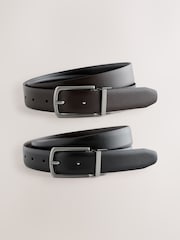 Black Brown Signature Reversible Formal Leather Belt Made In Italy - Image 1 of 4