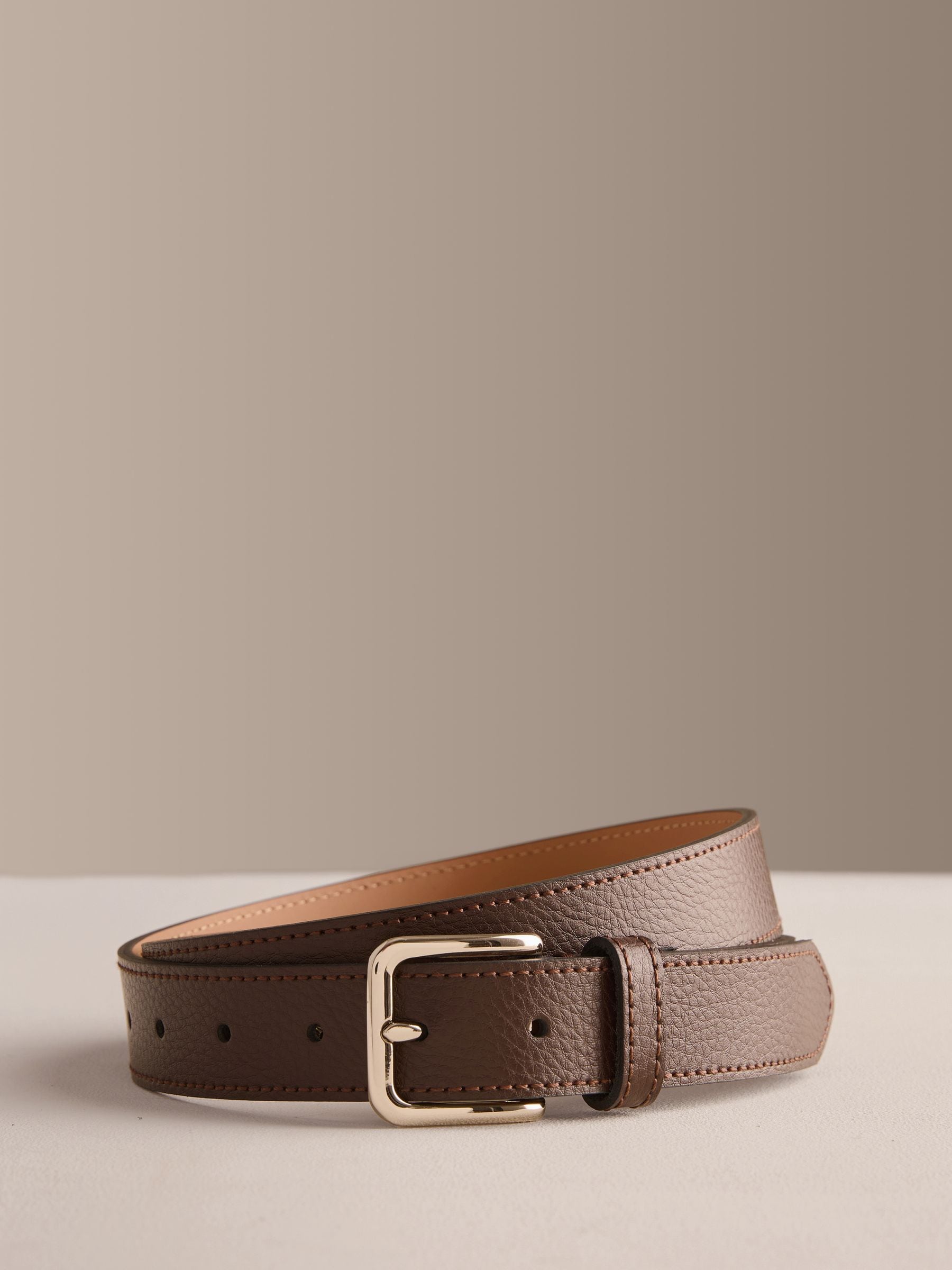 Buy Коричневий - Signature Casual Skinny Leather Belt Made In
