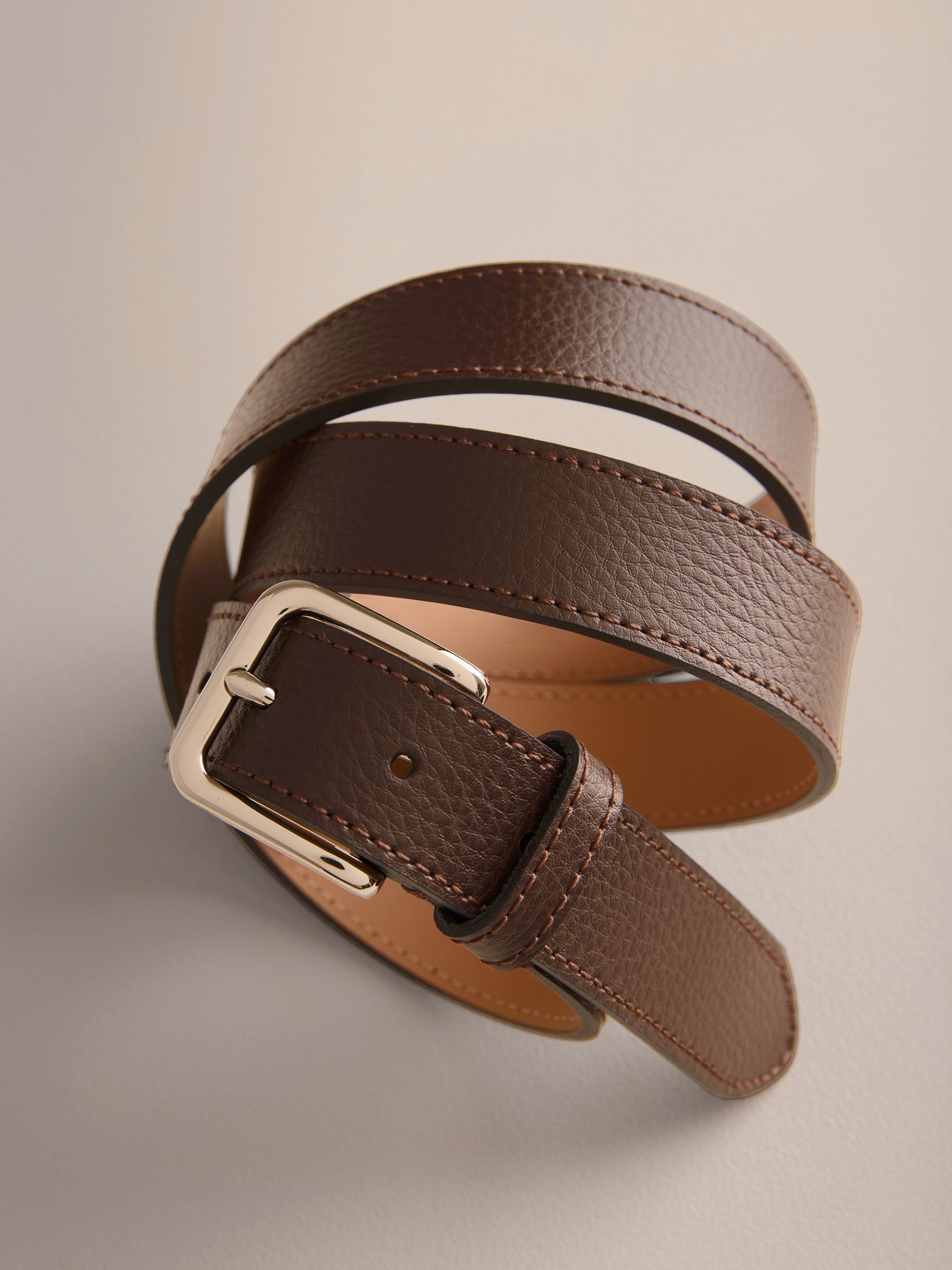 小物 Made in Italy Design leather belt Buy Коричневий - Signature Casual Skinny Leather Belt Made In