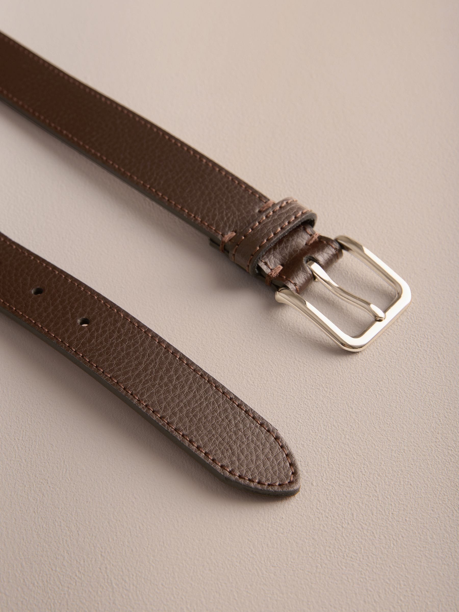 Buy Коричневий - Signature Casual Skinny Leather Belt Made In