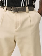 Neutral Brown Signature Nubuck Leather Belt Made In Italy - Image 1 of 4