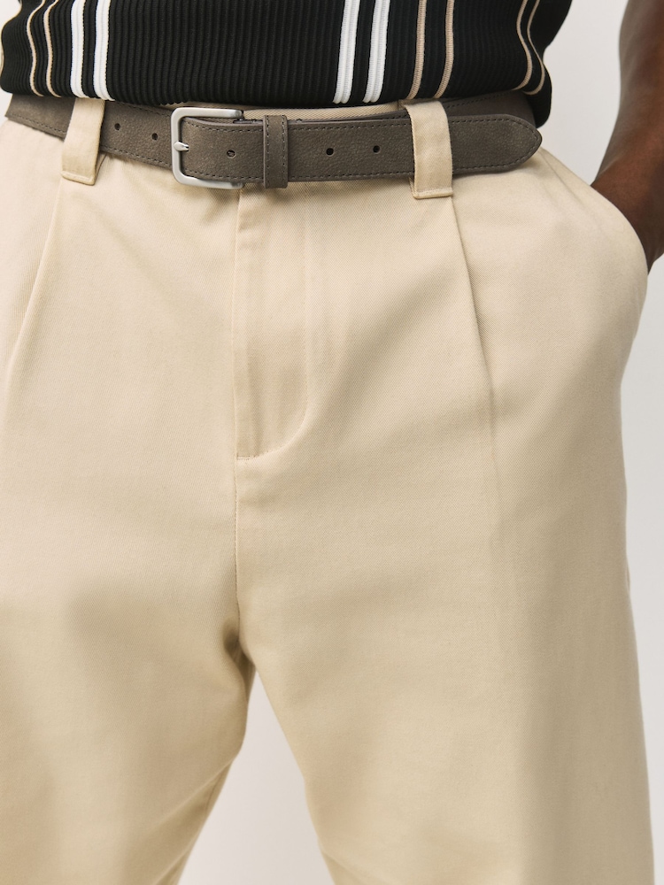 Neutral Brown Signature Nubuck Leather Belt Made In Italy - Image 1 of 4