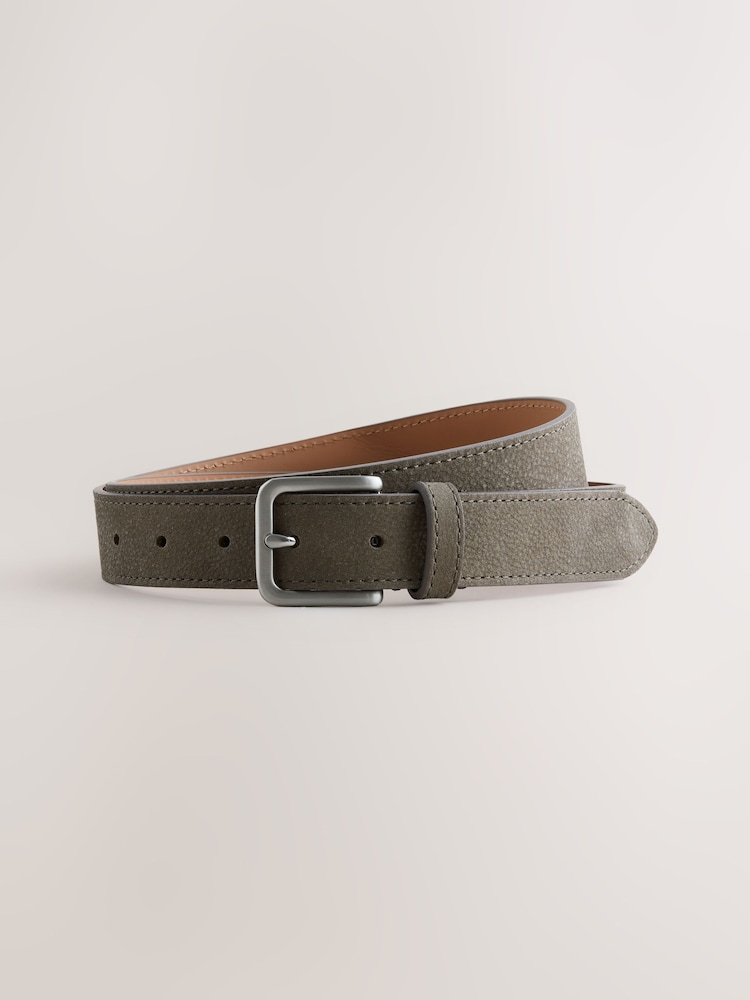 Neutral Brown Signature Nubuck Leather Belt Made In Italy - Image 2 of 4