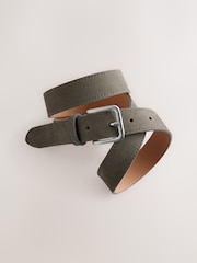 Neutral Brown Signature Nubuck Leather Belt Made In Italy - Image 3 of 4