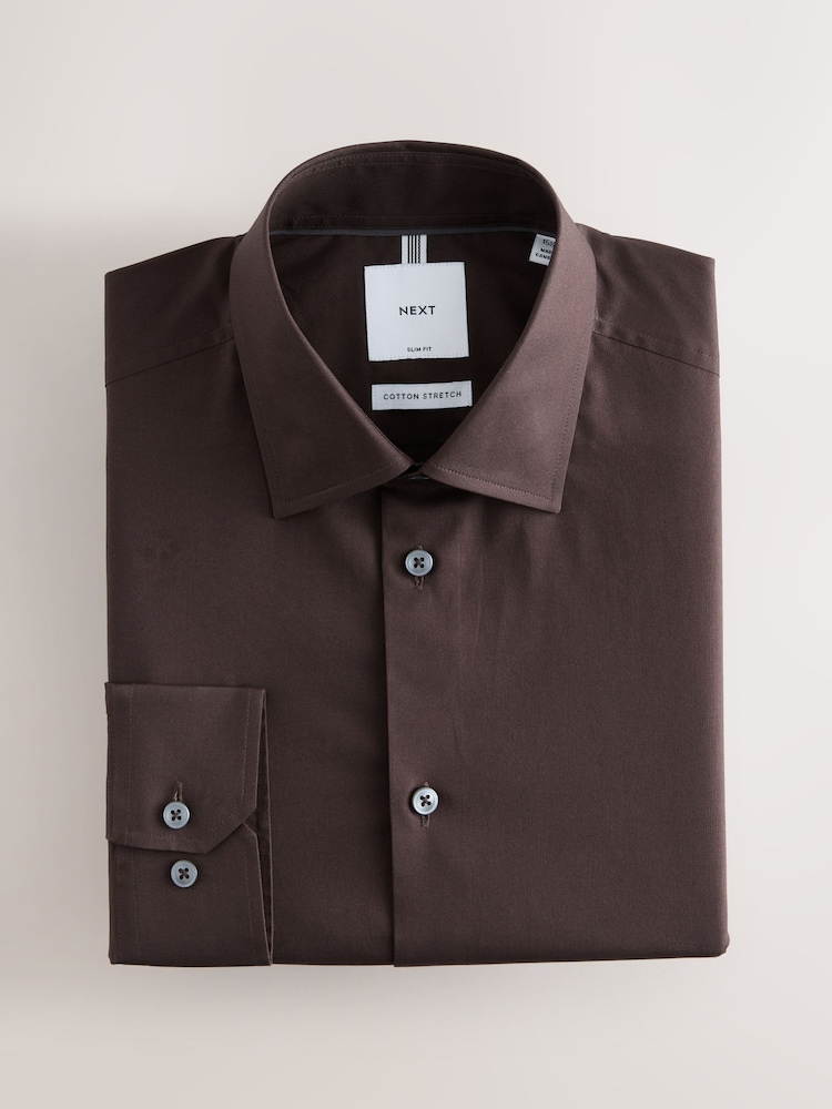 brown fitted dress shirt Tayion Mens Slim Fit Dress Shirt Medium 15-15.5 32-33 Brown Solid