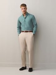White/Green Slim Fit Easy Care Long Sleeve Single Cuff Smart Shirts 2 Pack - Image 3 of 13