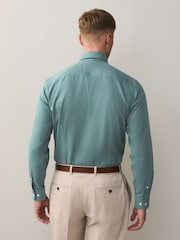 White/Green Slim Fit Easy Care Long Sleeve Single Cuff Smart Shirts 2 Pack - Image 5 of 13