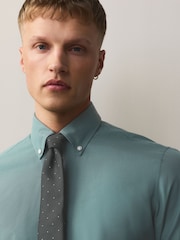 White/Green Slim Fit Easy Care Long Sleeve Single Cuff Smart Shirts 2 Pack - Image 6 of 13