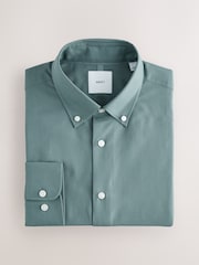 White/Green Slim Fit Easy Care Long Sleeve Single Cuff Smart Shirts 2 Pack - Image 9 of 13