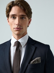 White Slim Fit Cotton/Linen Blend Formal Shirt and Brown Knitted Tie Set - Image 6 of 9