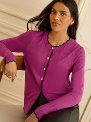 Love & Roses Magenta Pink Knitted Cardigan - Image 1 of 4