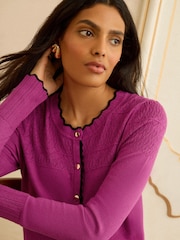 Love & Roses Magenta Pink Knitted Cardigan - Image 2 of 4