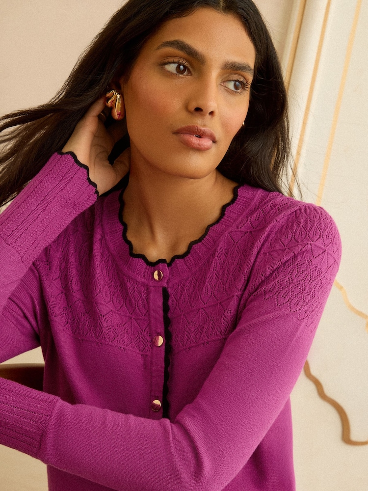 Love & Roses Magenta Pink Knitted Cardigan - Image 2 of 4