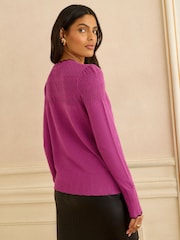 Love & Roses Magenta Pink Knitted Cardigan - Image 4 of 4