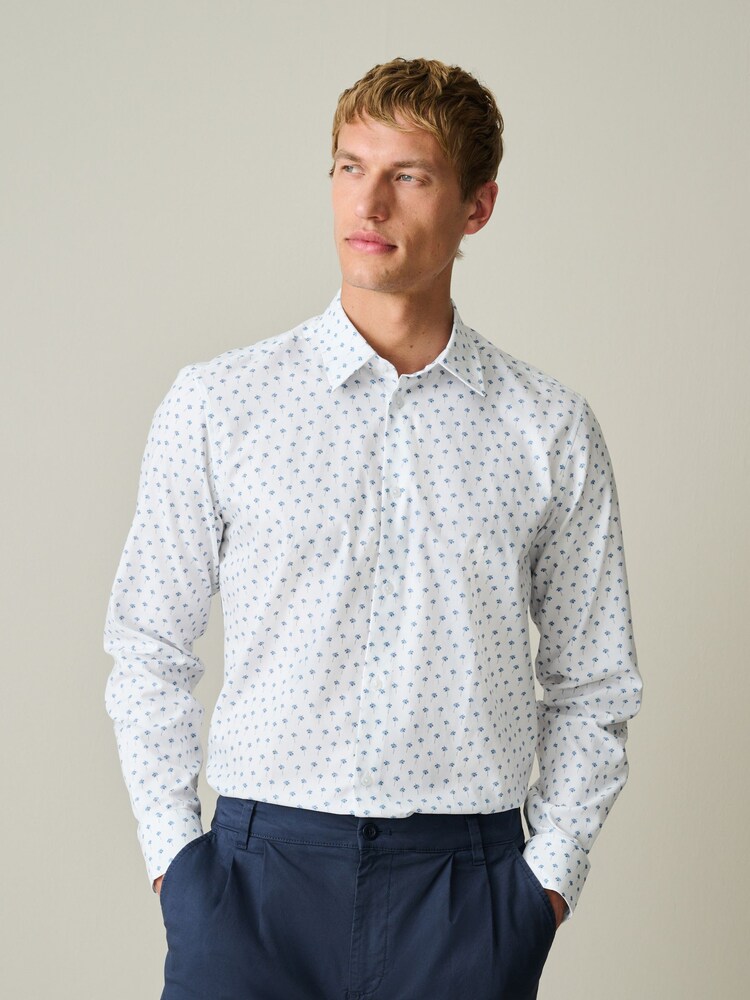 Blanco - Cotton Rich Long Sleeve Formal Shirt - Imagen 1 de 9