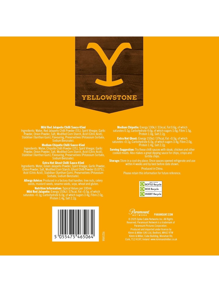 Kimm & Miller Yellowstone 3 Chilli Sauce with Hats - Image 6 of 6 Kimm & Miller Yellowstone 3 Chilli Sauce with Hats - Image 6 of 6