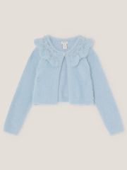 Monsoon Blue Embellished Collar Fuzzy Cardigan - Image 1 of 3