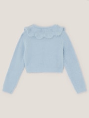 Monsoon Blue Embellished Collar Fuzzy Cardigan - Image 2 of 3